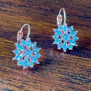 Pretty rose gold style diamanté flower hoop earrings